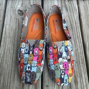 🐶🐕🐩 Skechers BOBS "Woof Party" Orange Memory Foam Slip On Shoes Size 7.5